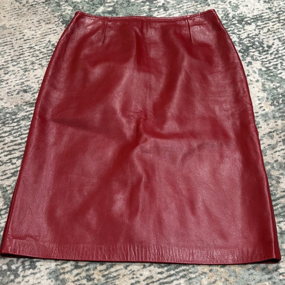 Vintage Danier Red Leather Skirt," "90s Minimalist Pencil Skirt Made In Canada